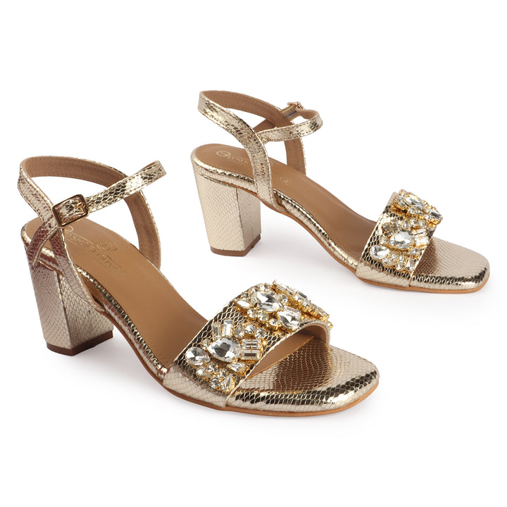 Crystal Detail Block Heels