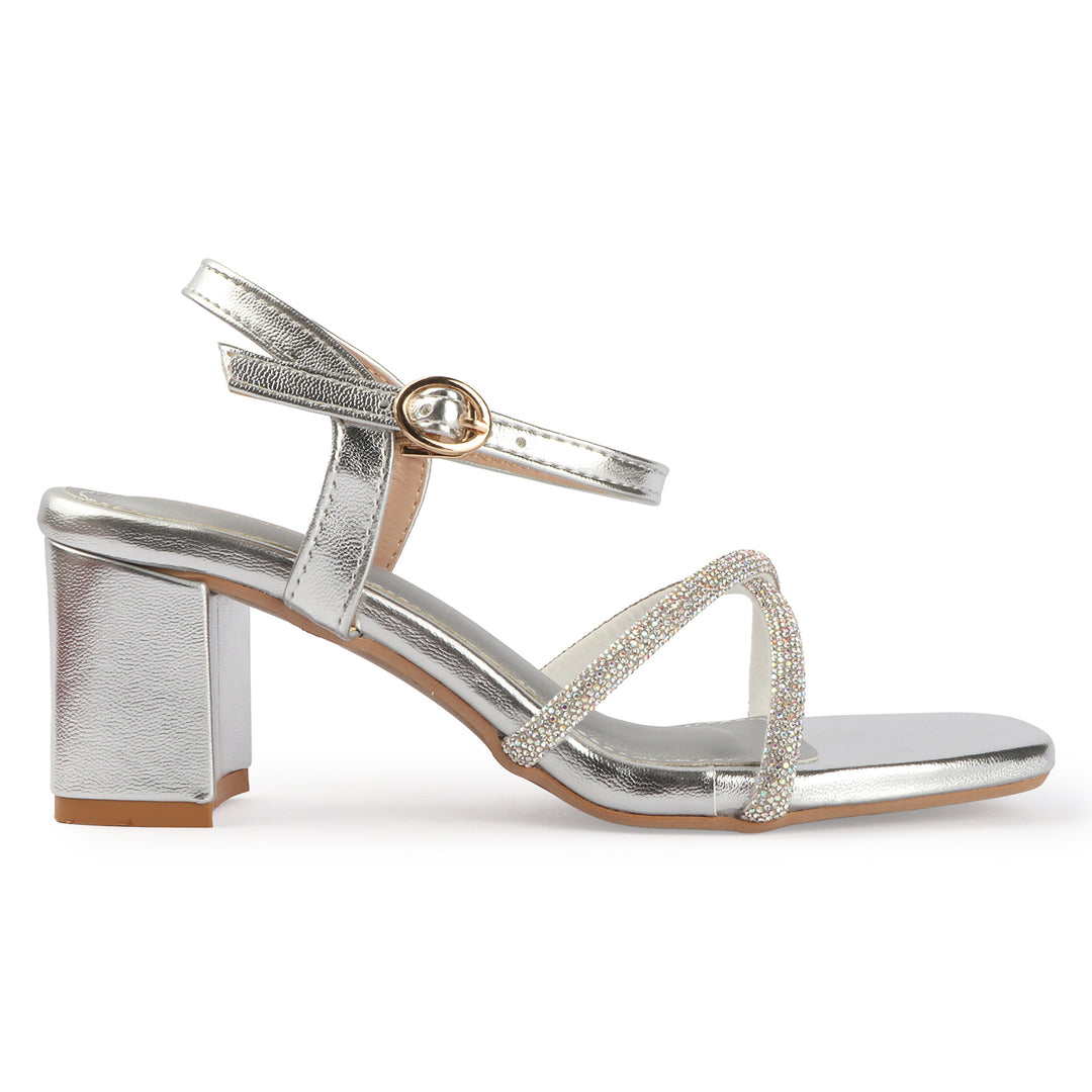 Heels with Shimmer Strap Detailing