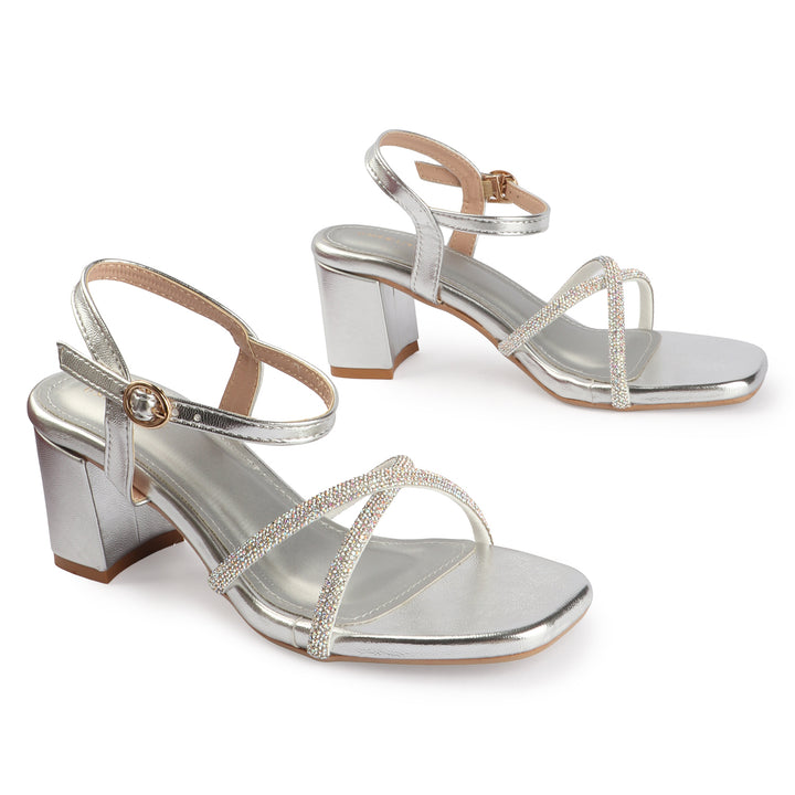 Heels with Shimmer Strap Detailing