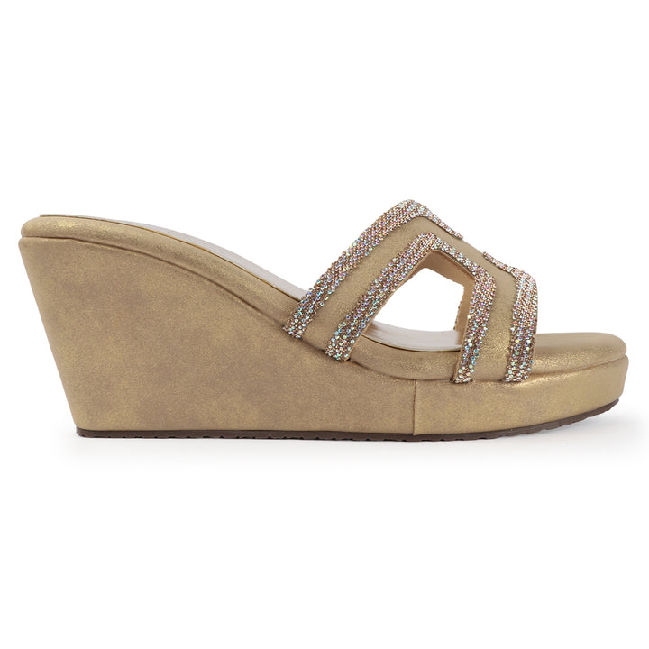 Gold Embellished Wedge Heel