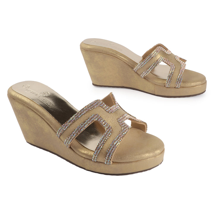Gold Embellished Wedge Heel
