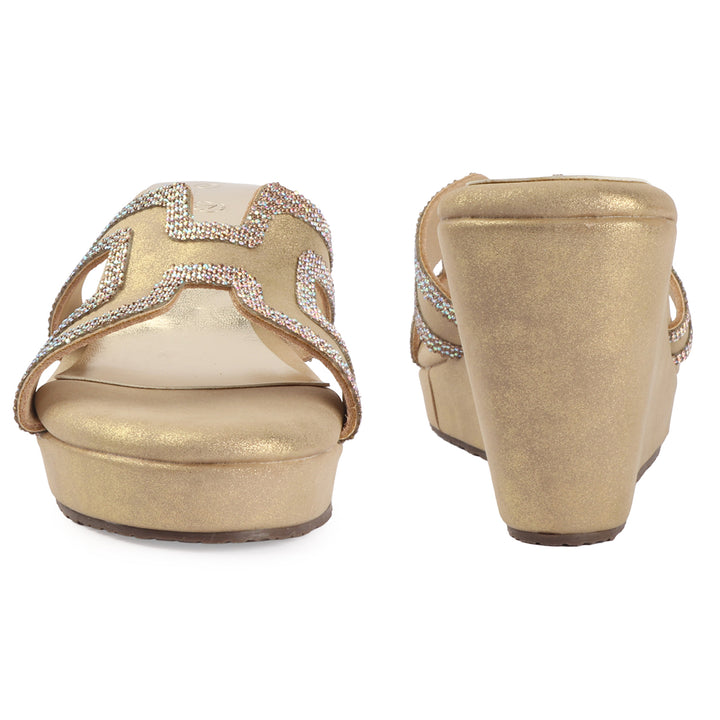 Gold Embellished Wedge Heel