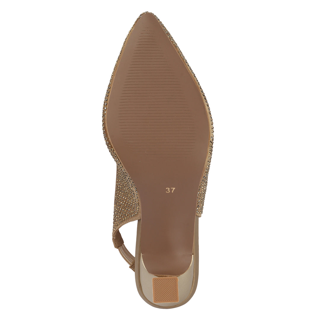 Gold Embellished Slingback Heels