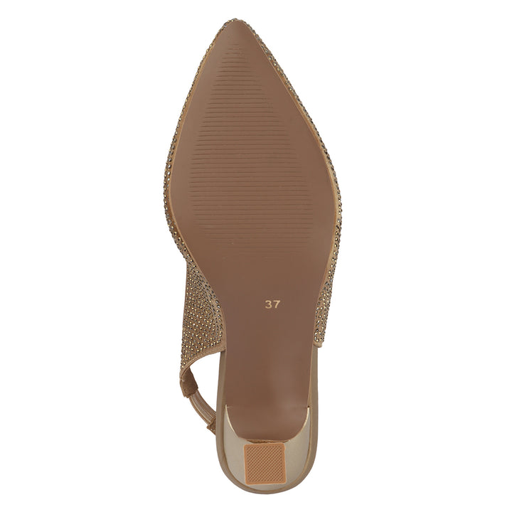 Gold Embellished Slingback Heels