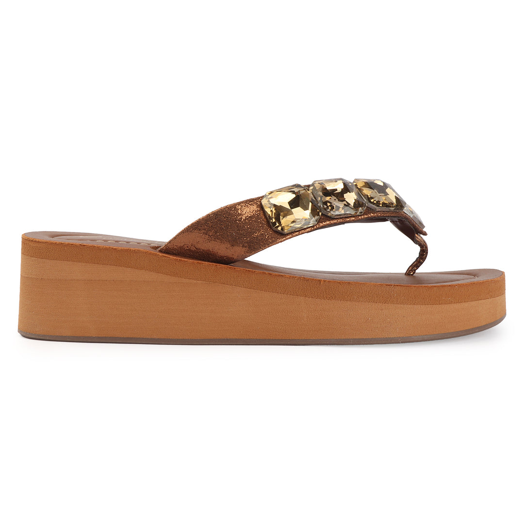 Luxe Crystal Strap Comfort Wedges