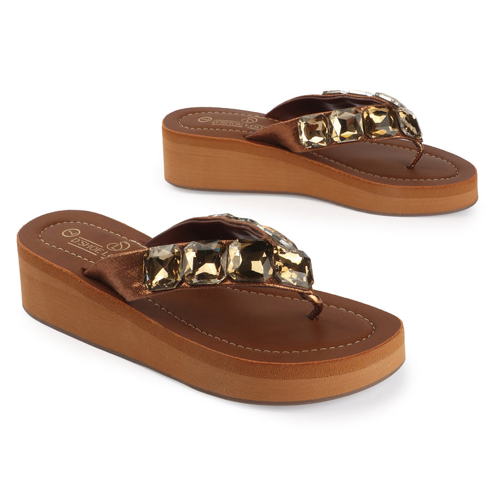 Luxe Crystal Strap Comfort Wedges