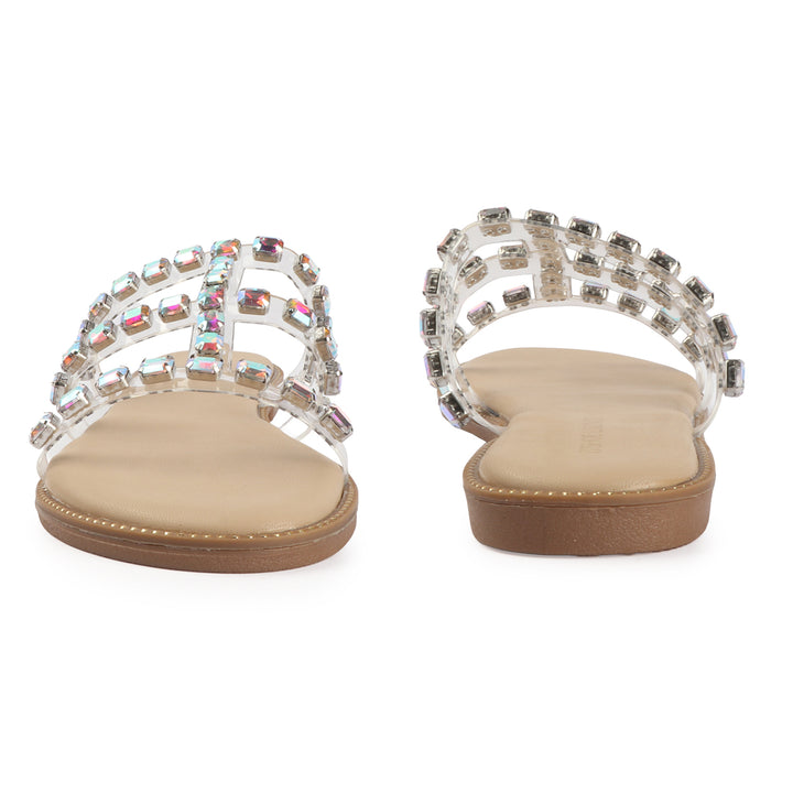 Crystal Studded Flat Sandals