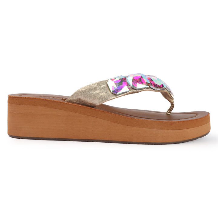 Luxe Crystal Strap Comfort Wedges