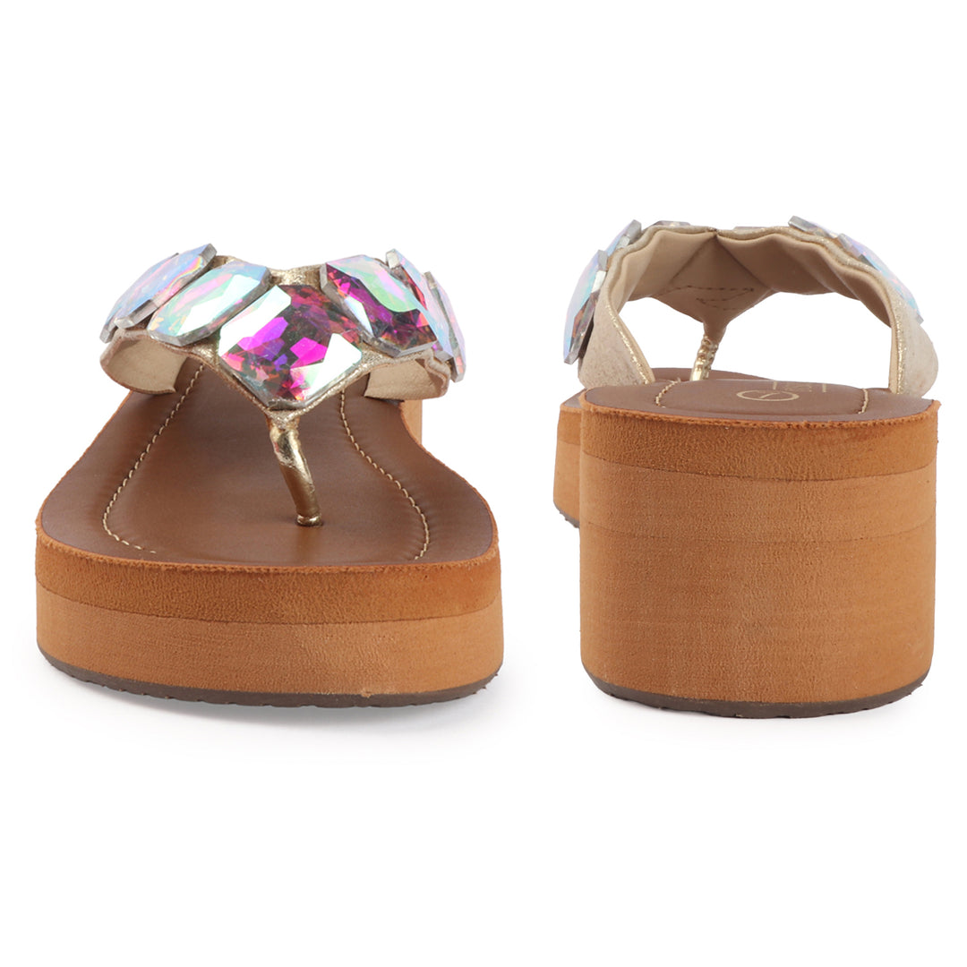 Luxe Crystal Strap Comfort Wedges