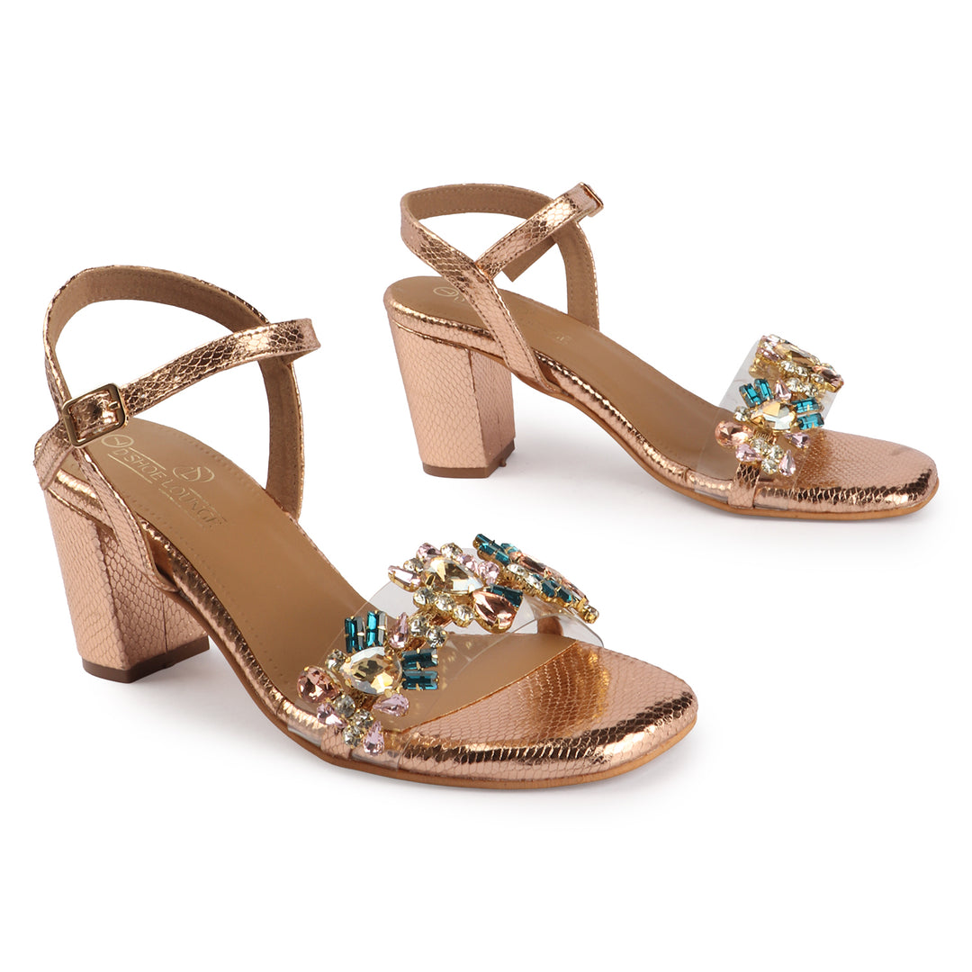 Crystal Detail Block Heels