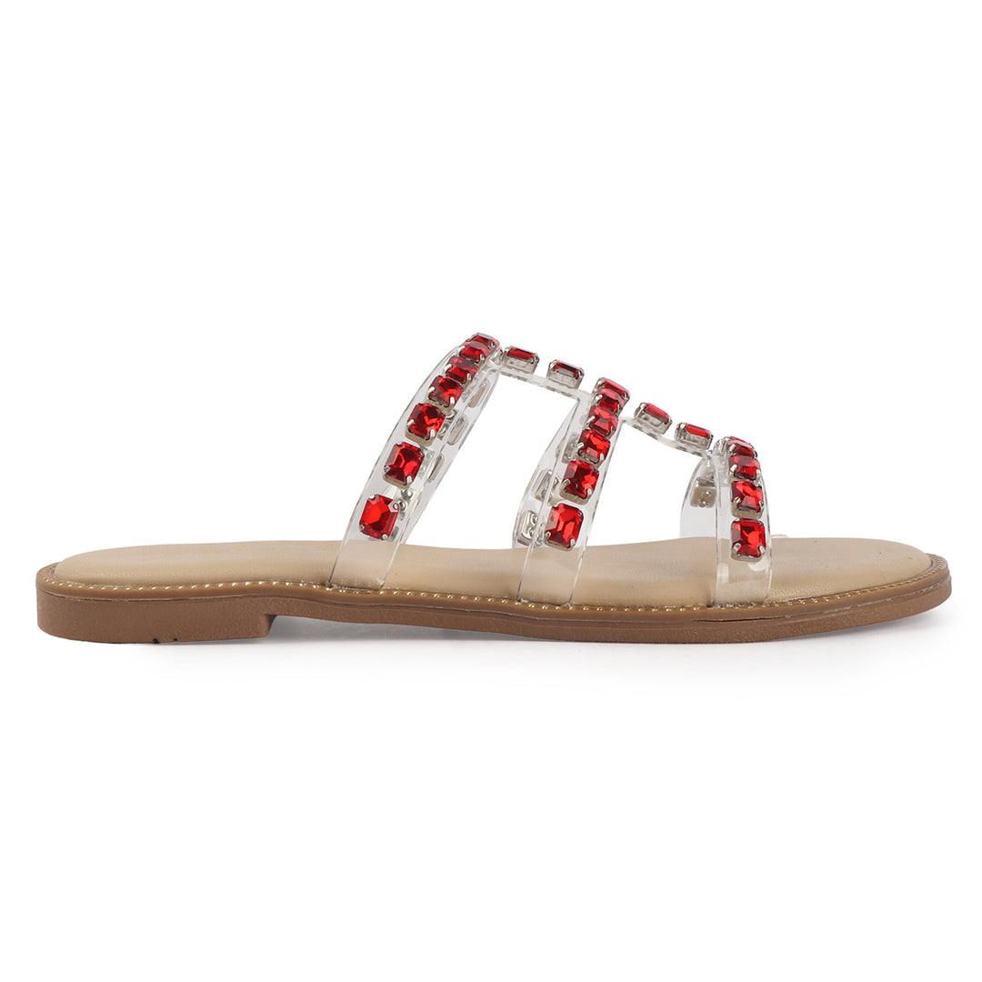 Crystal Studded Flat Sandals