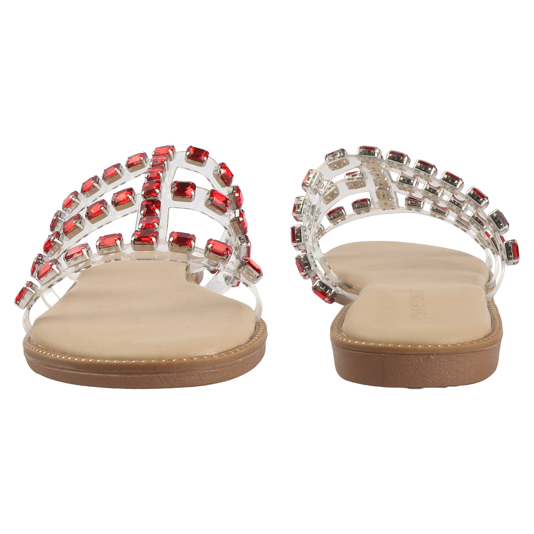 Crystal Studded Flat Sandals