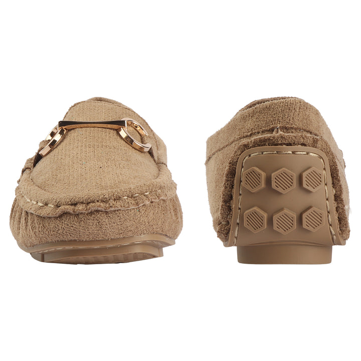 Suede Loafers with Gold Bit Detail