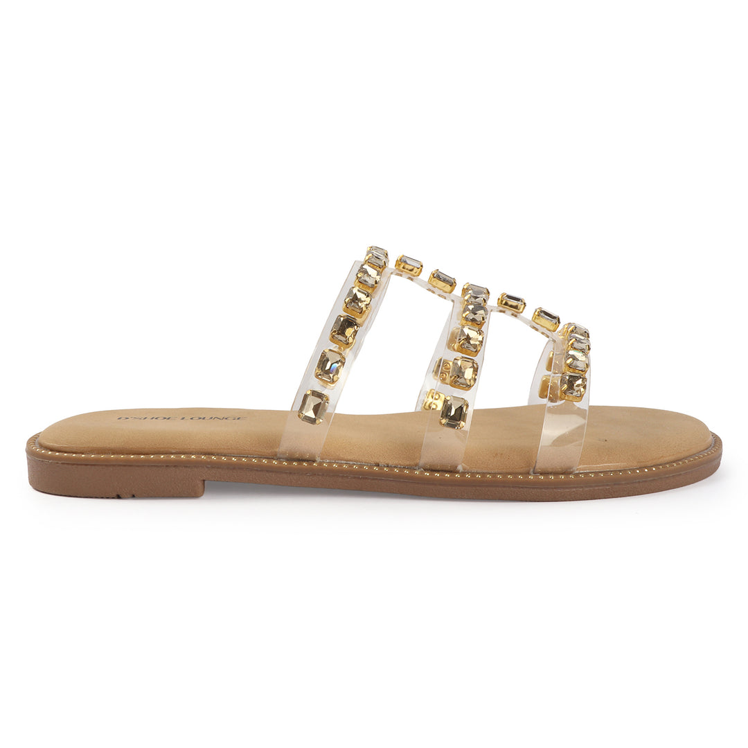 Crystal Studded Flat Sandals