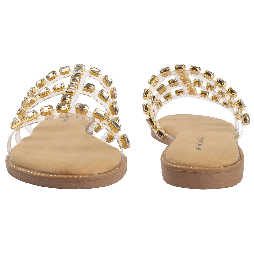 Crystal Studded Flat Sandals
