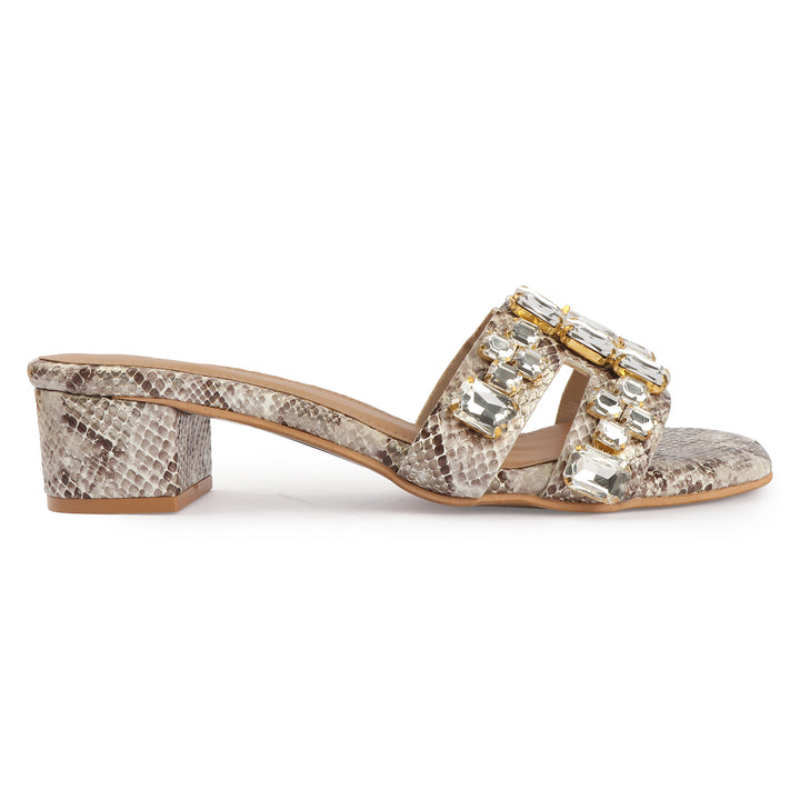 Snake Texture Block Heels