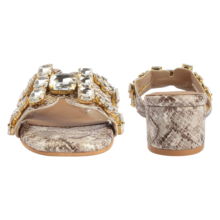 Snake Texture Block Heels