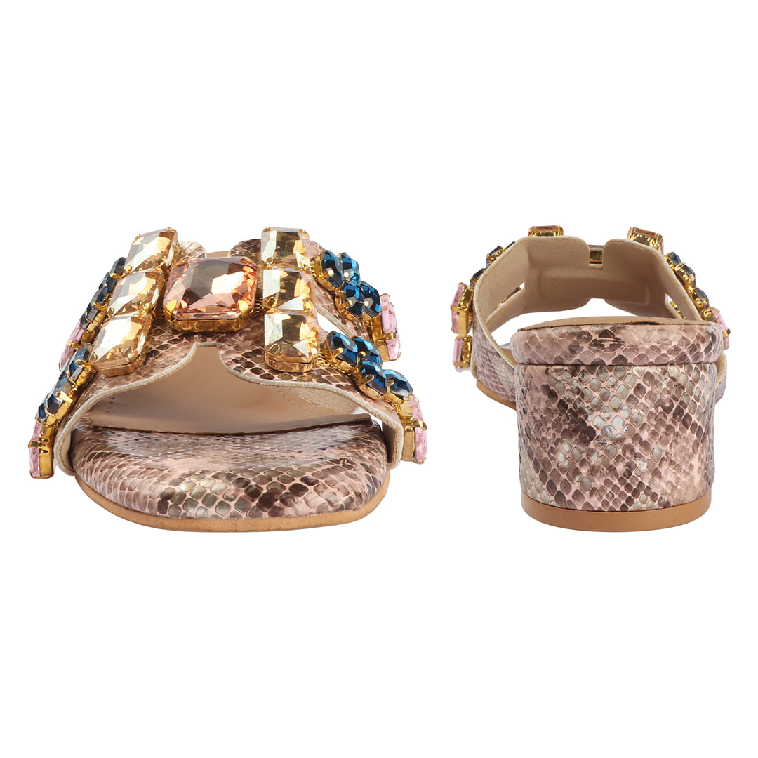 Snake Texture Block Heels