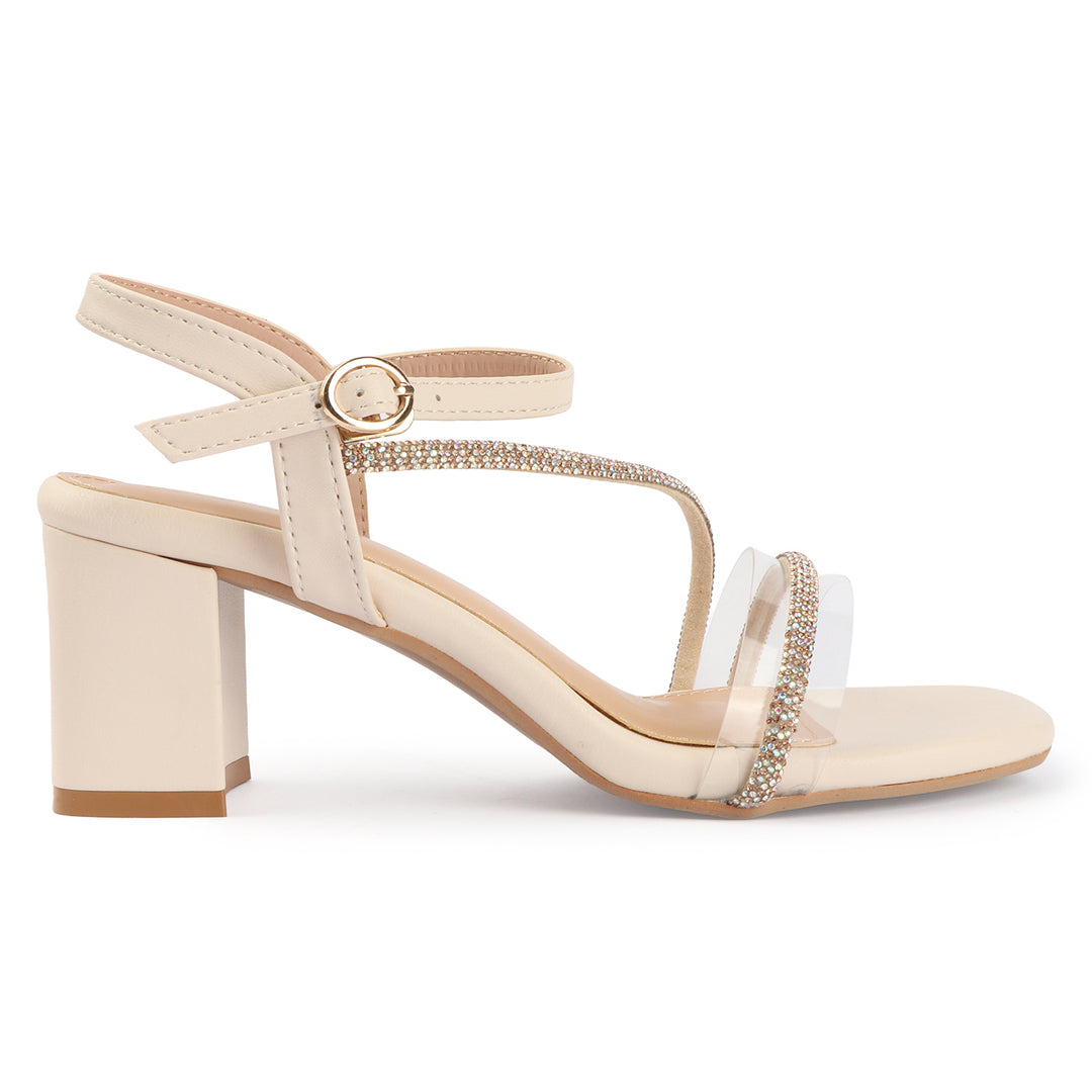 Block Heel with Crystal Straps