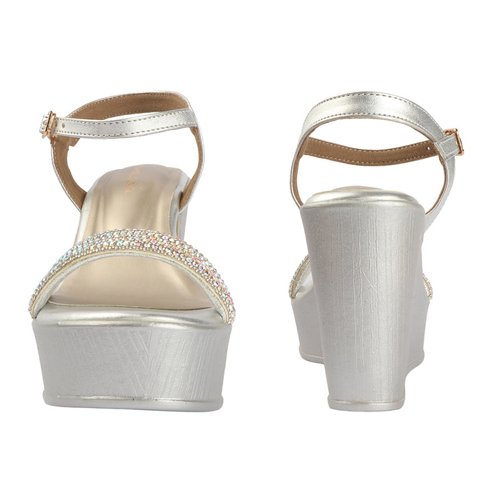 Rhinestone Strap Wedge Sandals