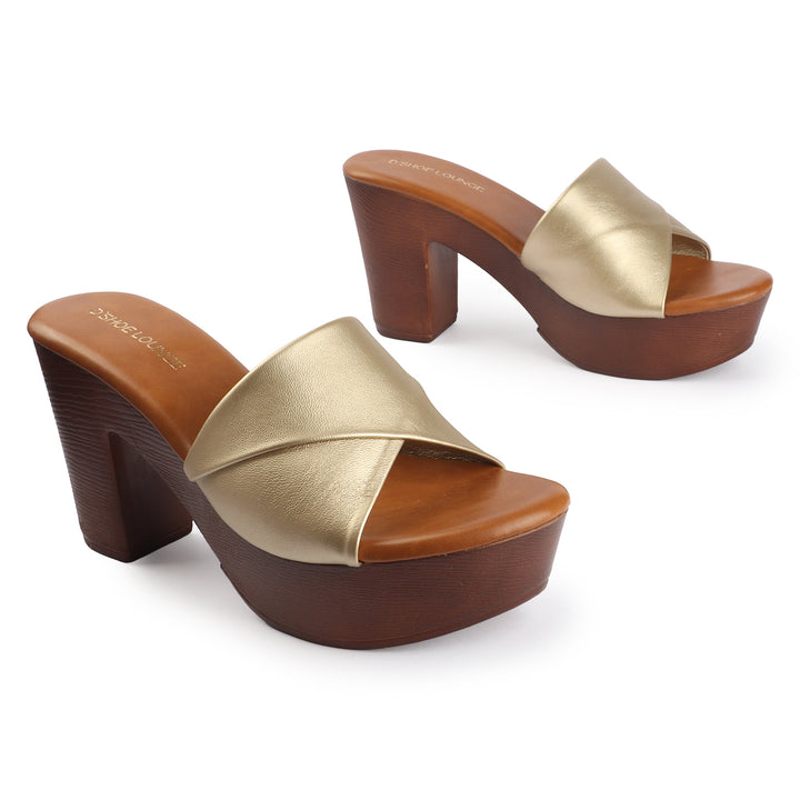 Cross strap platform heels