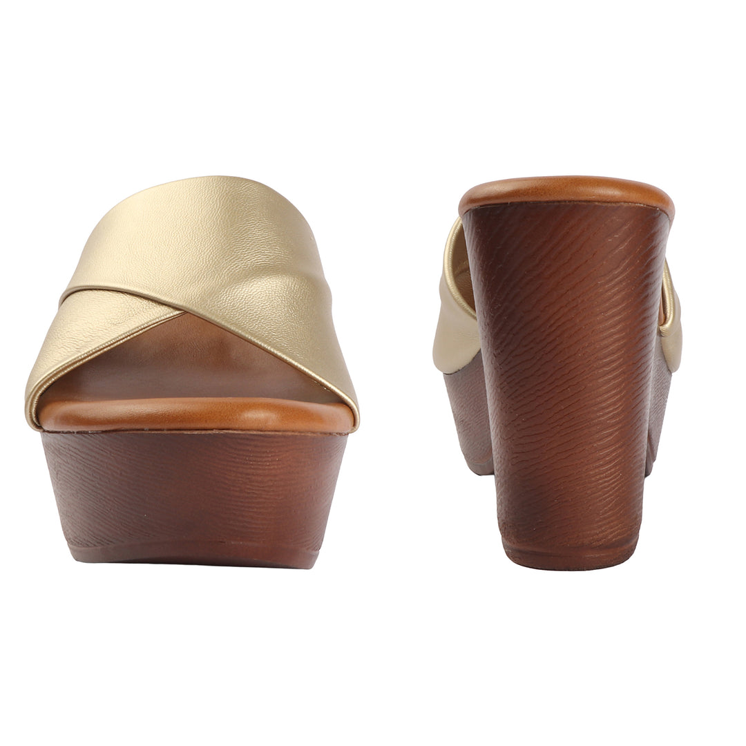 Cross strap platform heels