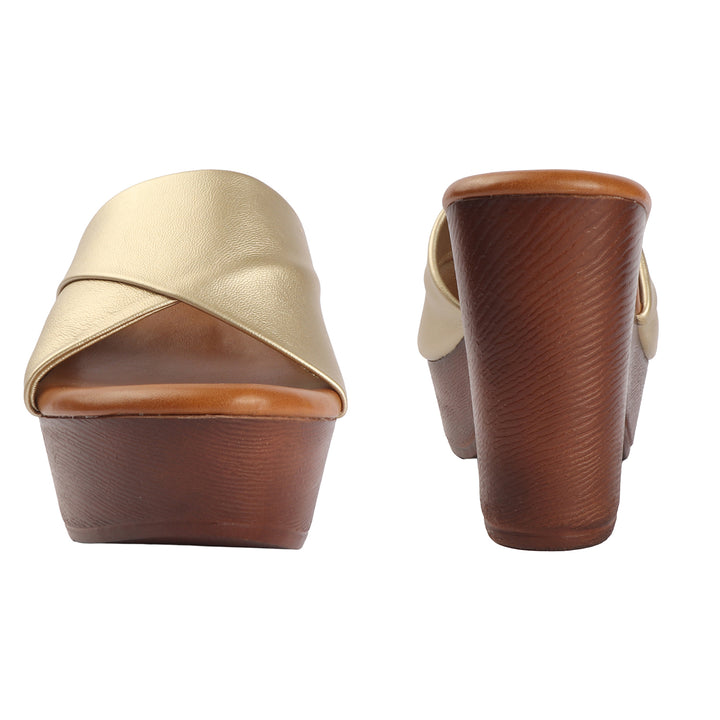 Cross strap platform heels