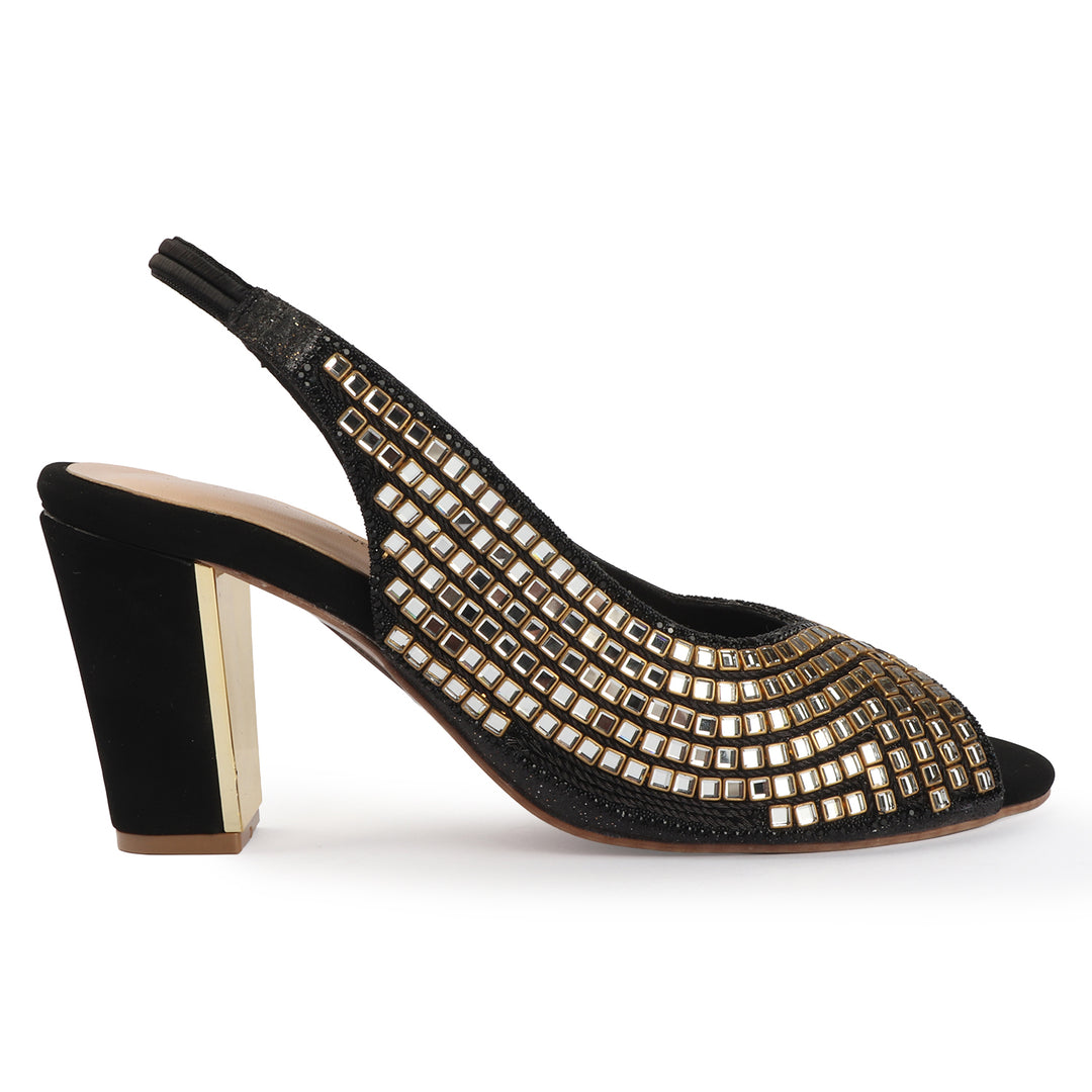 Mirror Work Slingback Heels