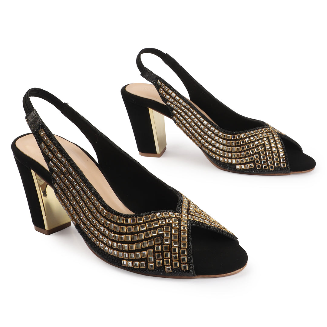 Mirror Work Slingback Heels