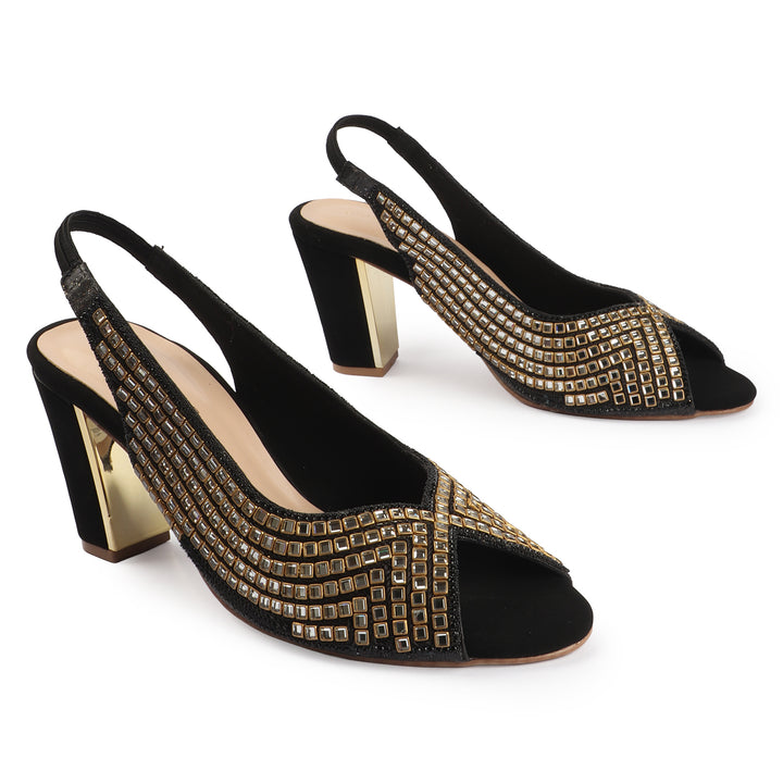 Mirror Work Slingback Heels