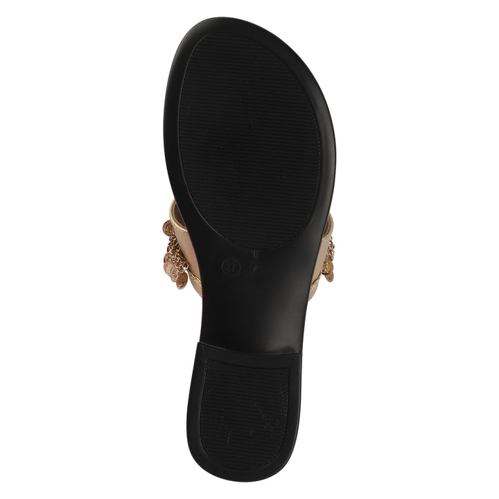 Ethnic Gold Coin Detail Flats