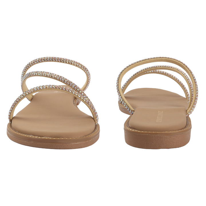 Crystal Strap Flat Sandals