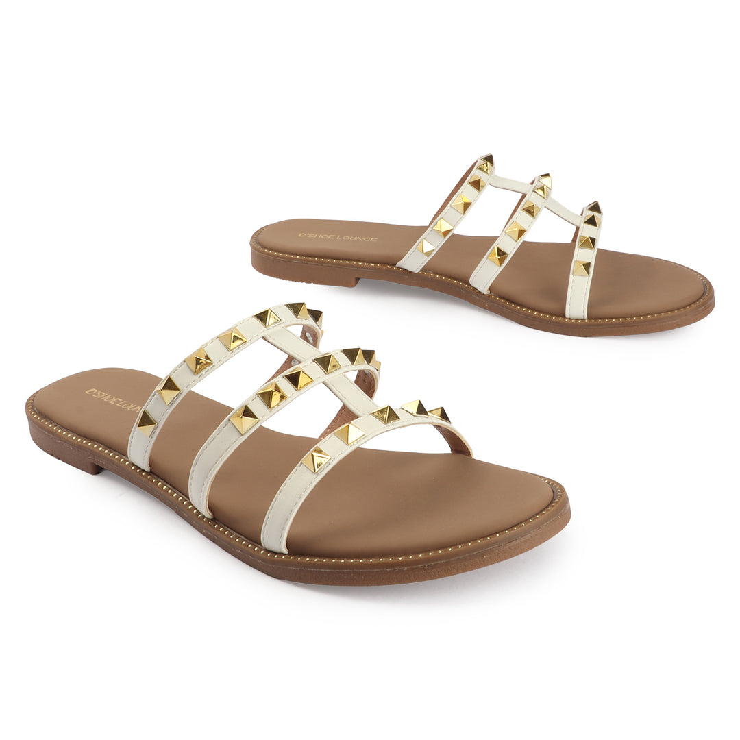 Flats with Gold Stud Detail