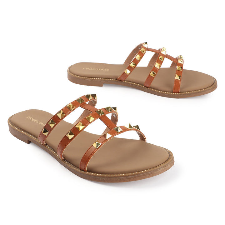 Flats with Gold Stud Detail