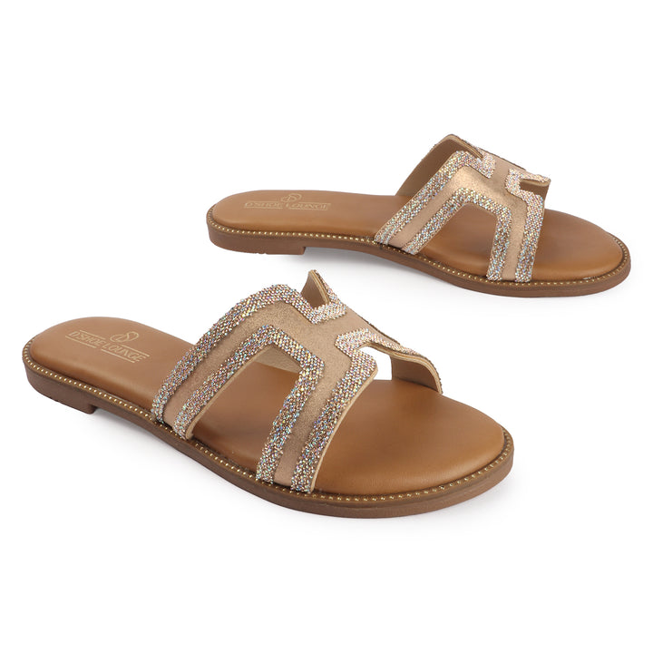 Crystal Detailed Slip-On Sandals