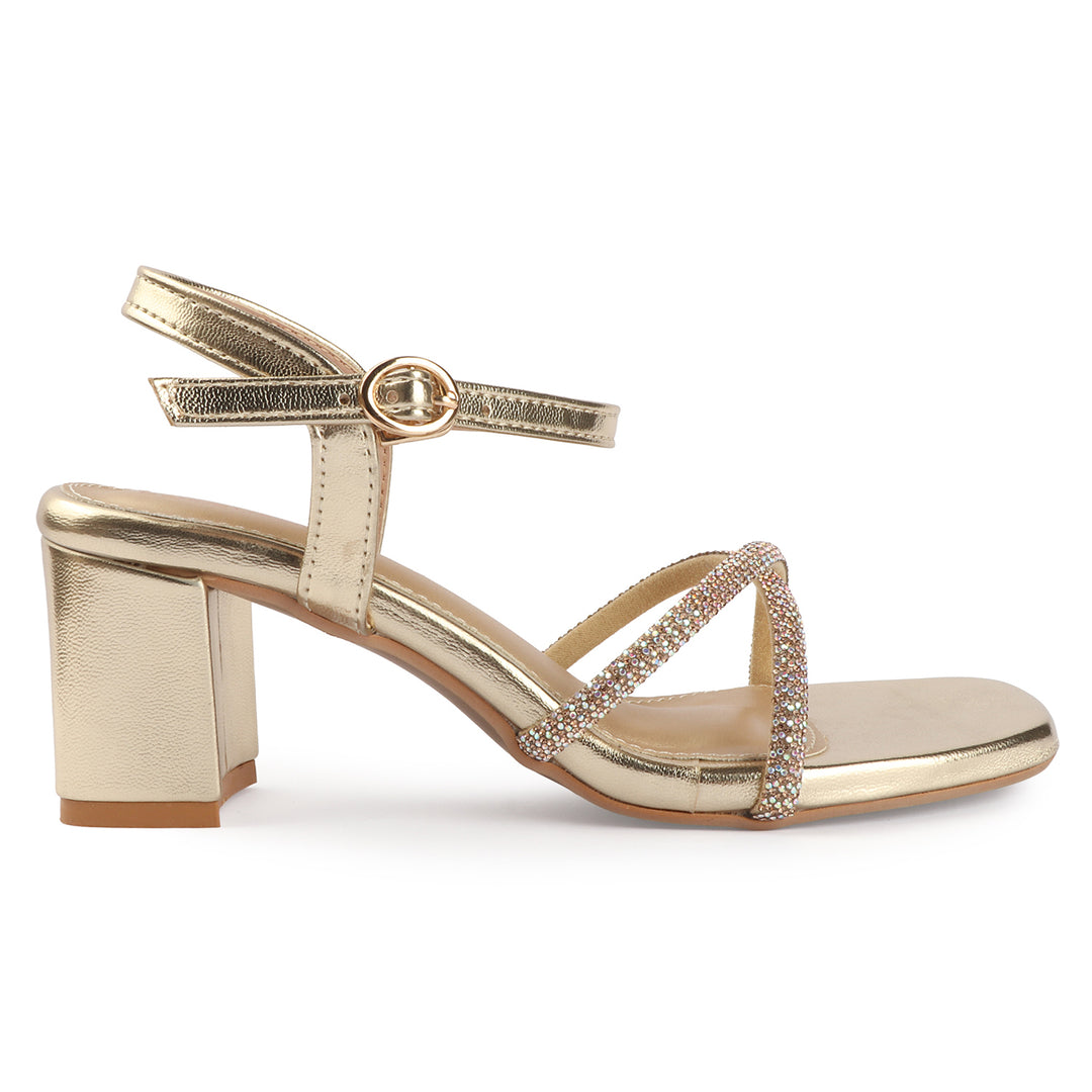 Heels with Shimmer Strap Detailing