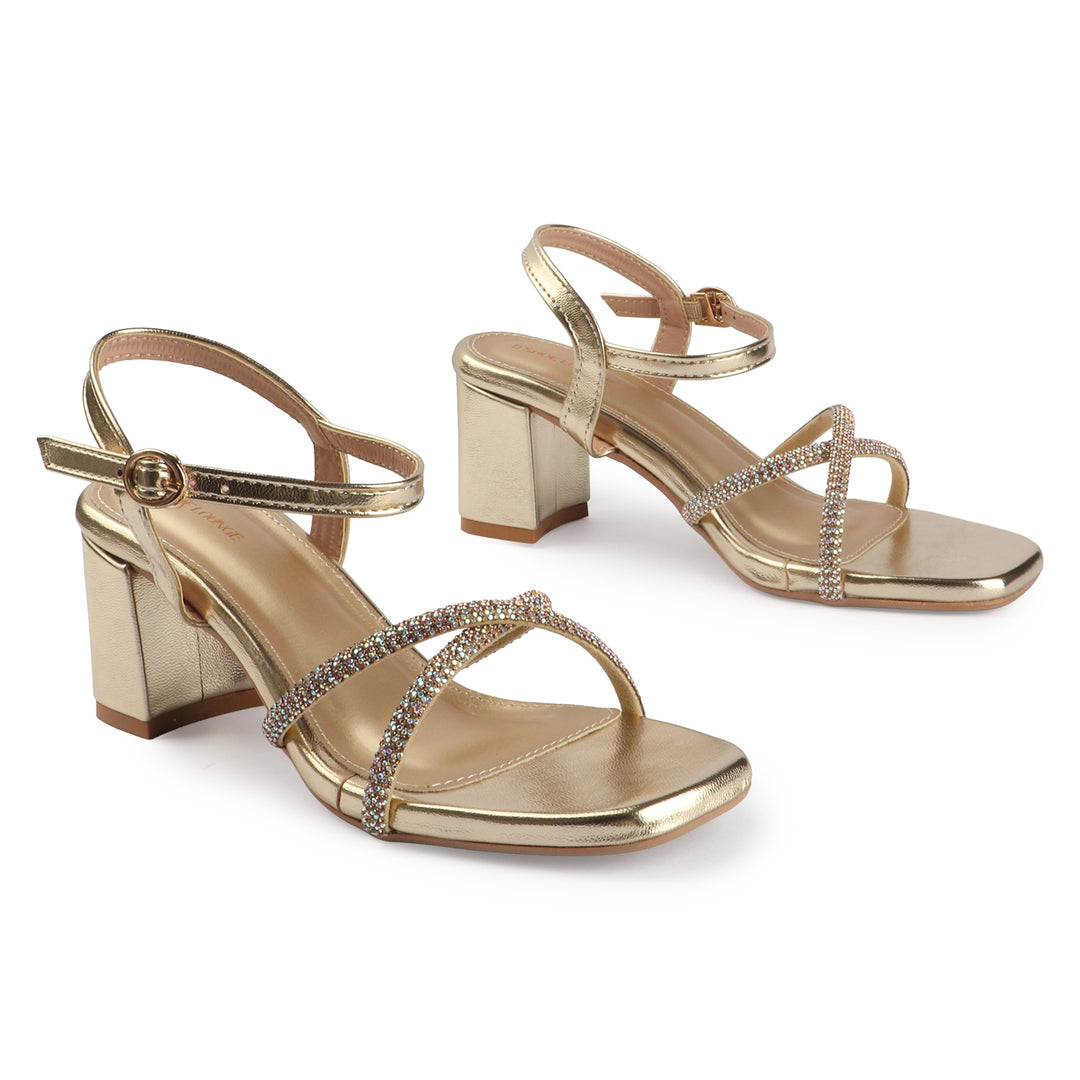 Heels with Shimmer Strap Detailing