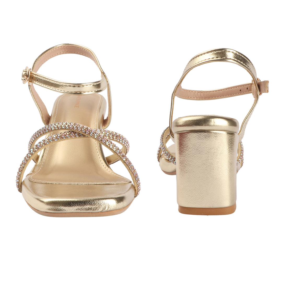 Elegant Gold Heeled Sandals