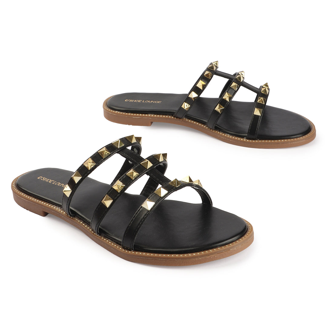 Flats with Gold Stud Detail