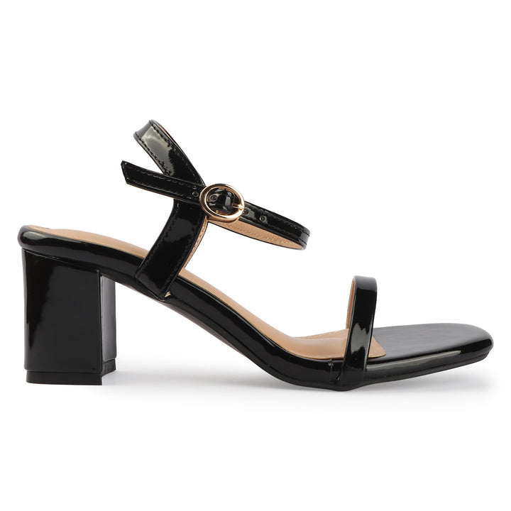 Glossy Block Heel Sandals