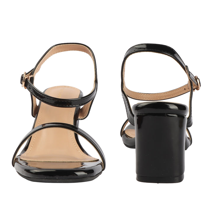 Glossy Block Heel Sandals