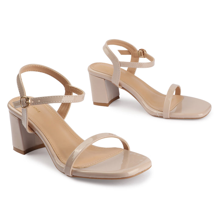 Glossy Block Heel Sandals