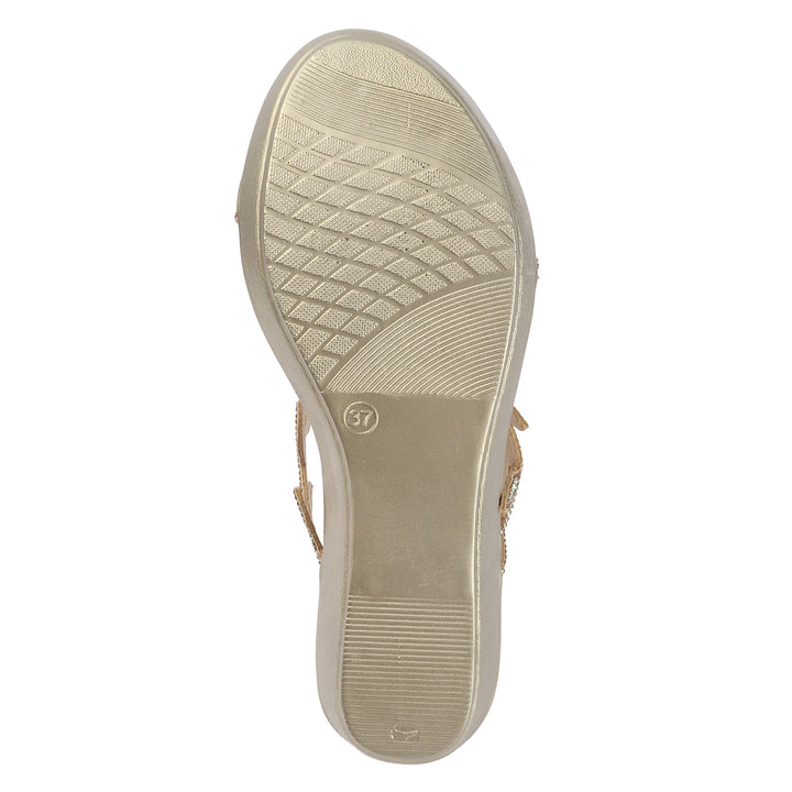 Crystal Leaf Wedge Sandals