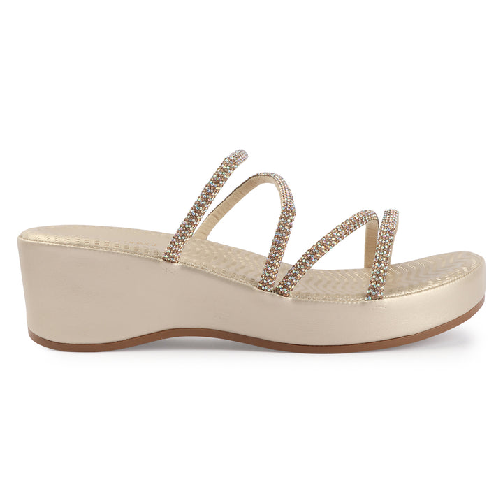 Elegant Comfort-Crystal Strap Wedges