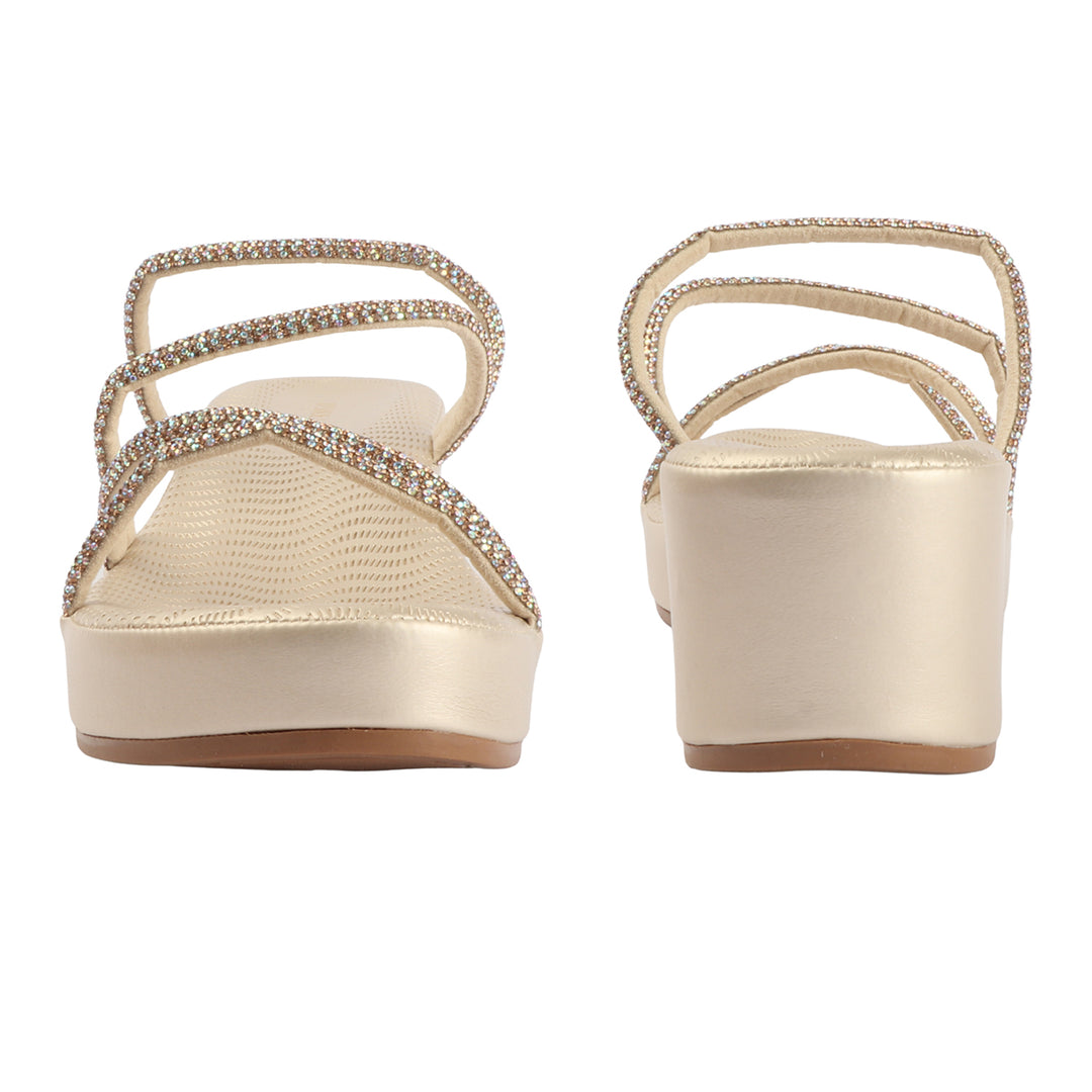 Elegant Comfort-Crystal Strap Wedges