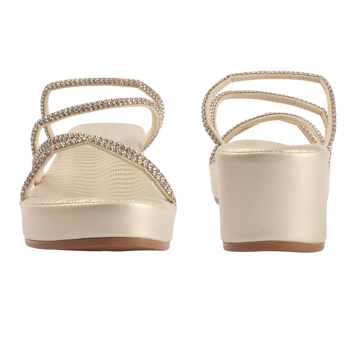 Elegant Comfort-Crystal Strap Wedges