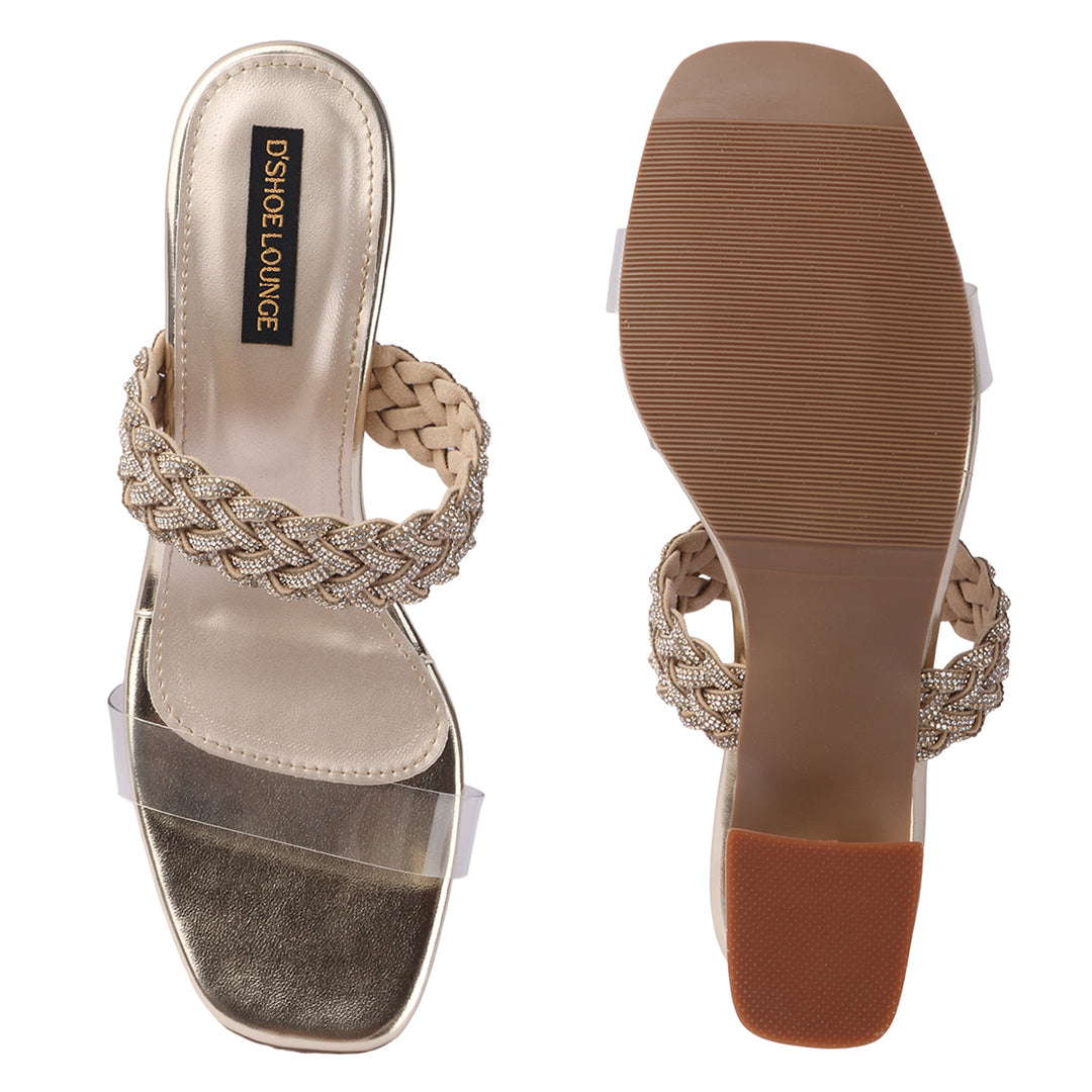 Rhinestone Detail Clear Strap Heels