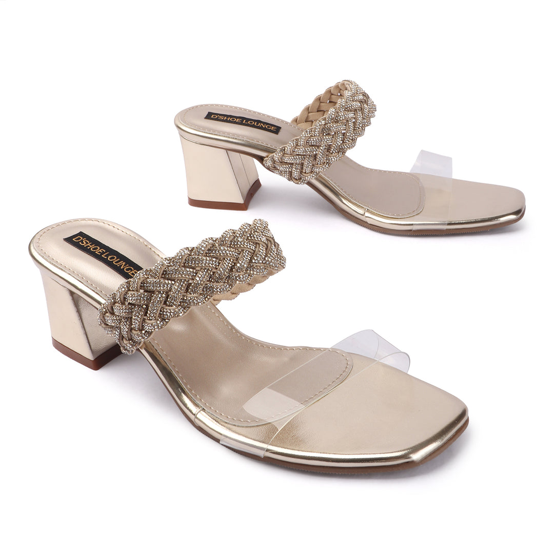 Rhinestone Detail Clear Strap Heels