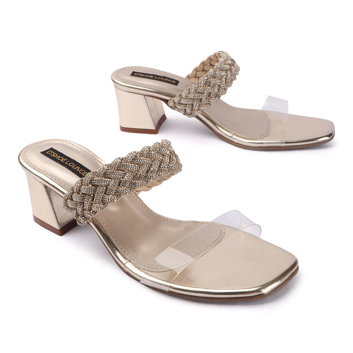 Rhinestone Detail Clear Strap Heels