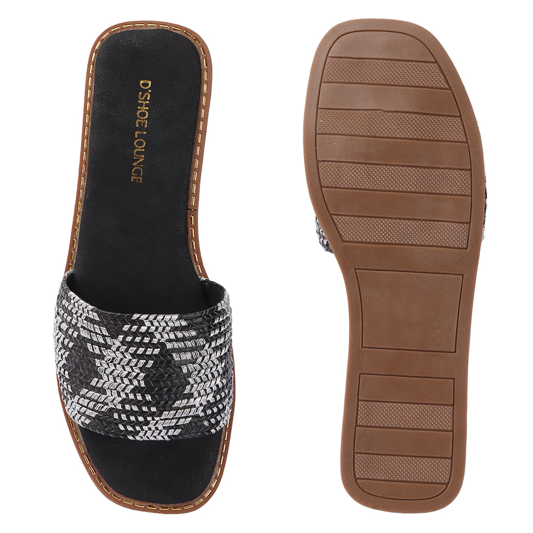 Textured Strap Casual Sliders